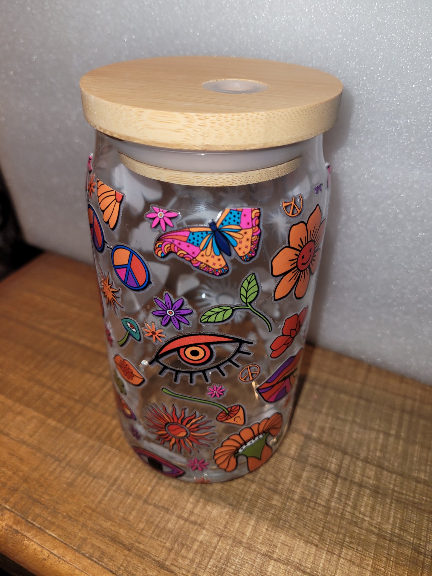 Psychedelic Fun Glass Cup - 16 oz
