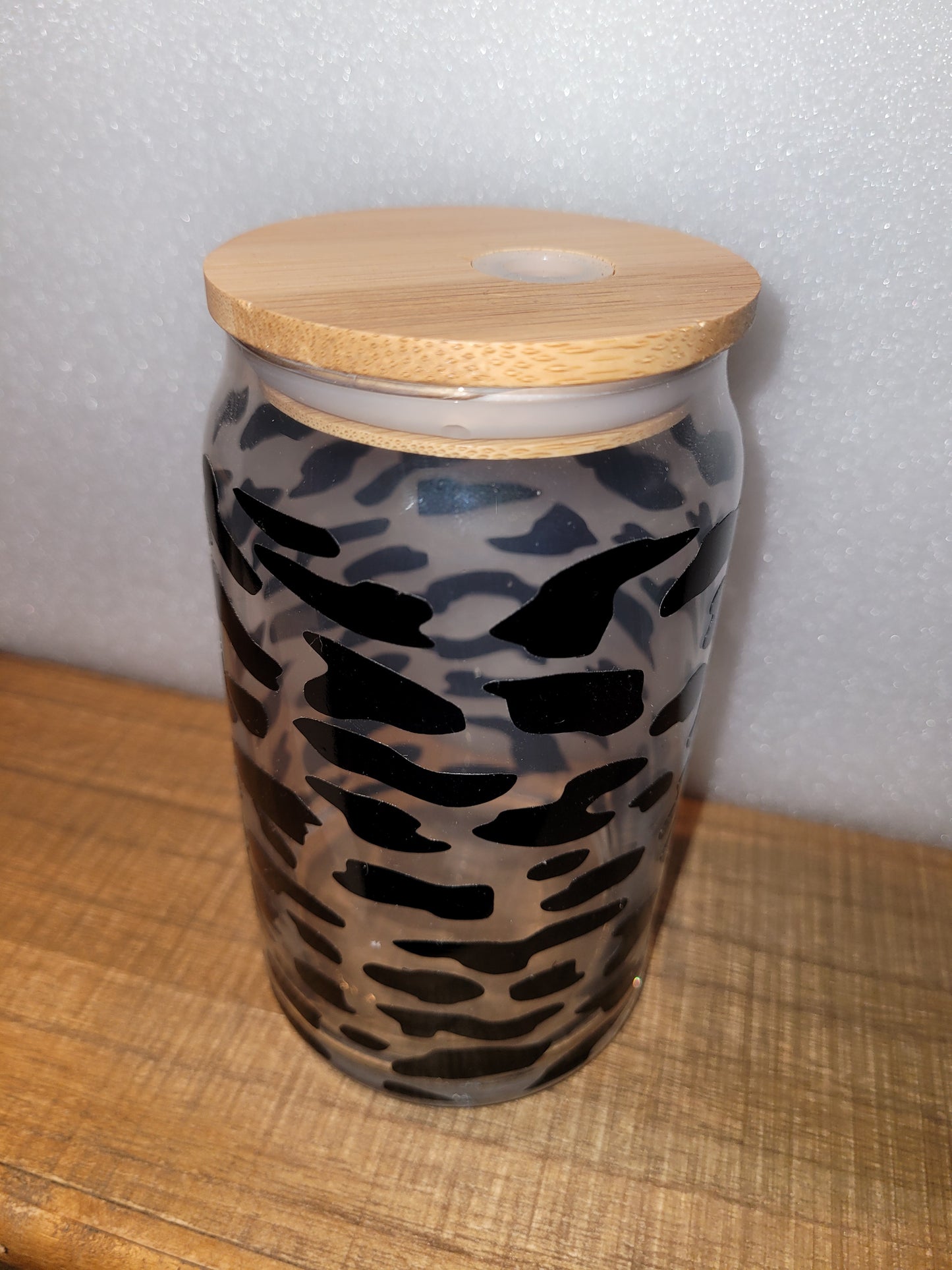 Small Cow Print Glass Cup - 16 oz