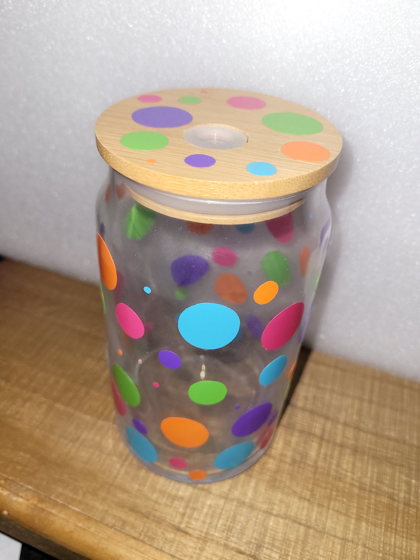Polka Dot Glass Cup - 16 oz