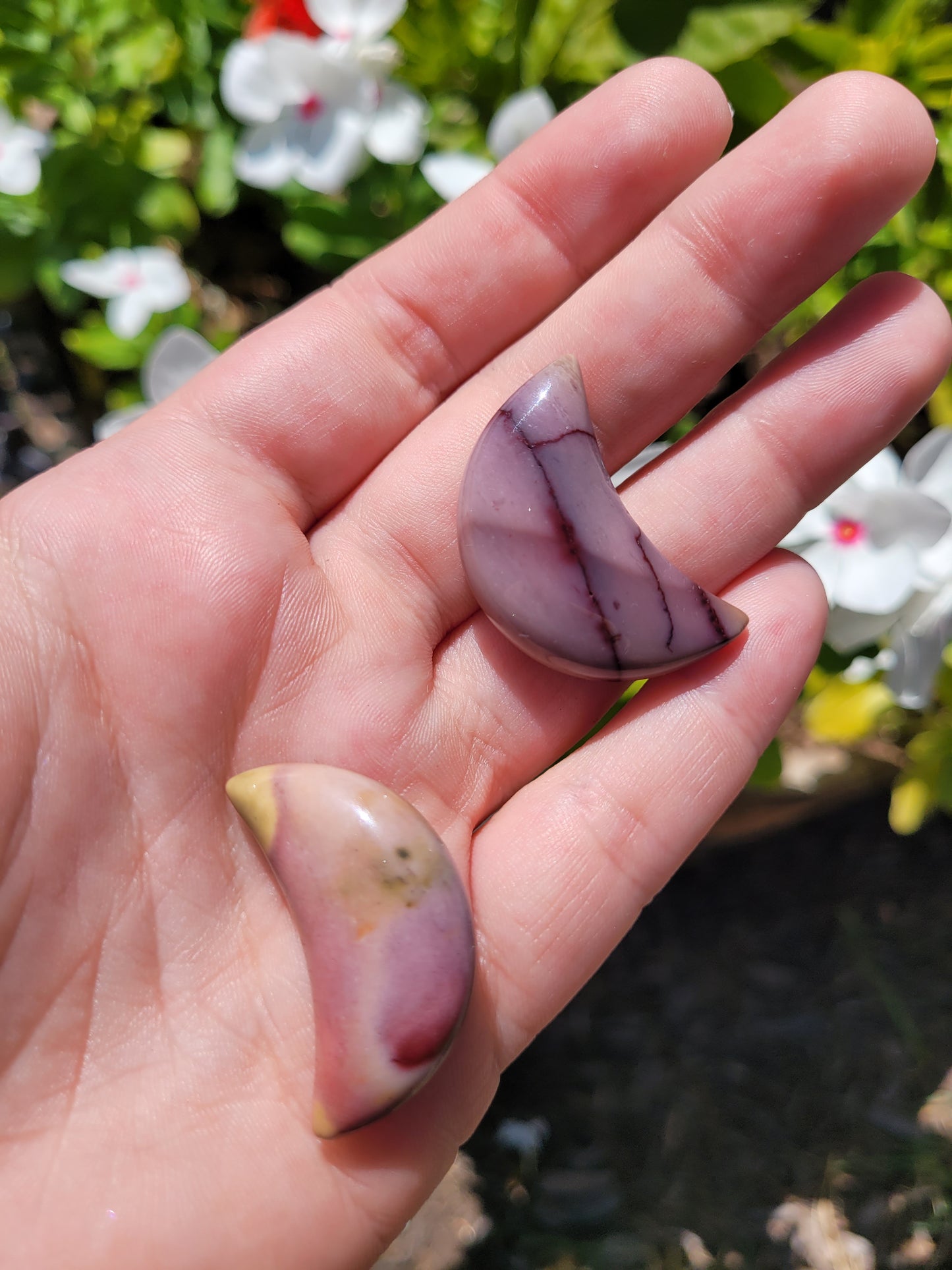 Mookaite Moon Carvings