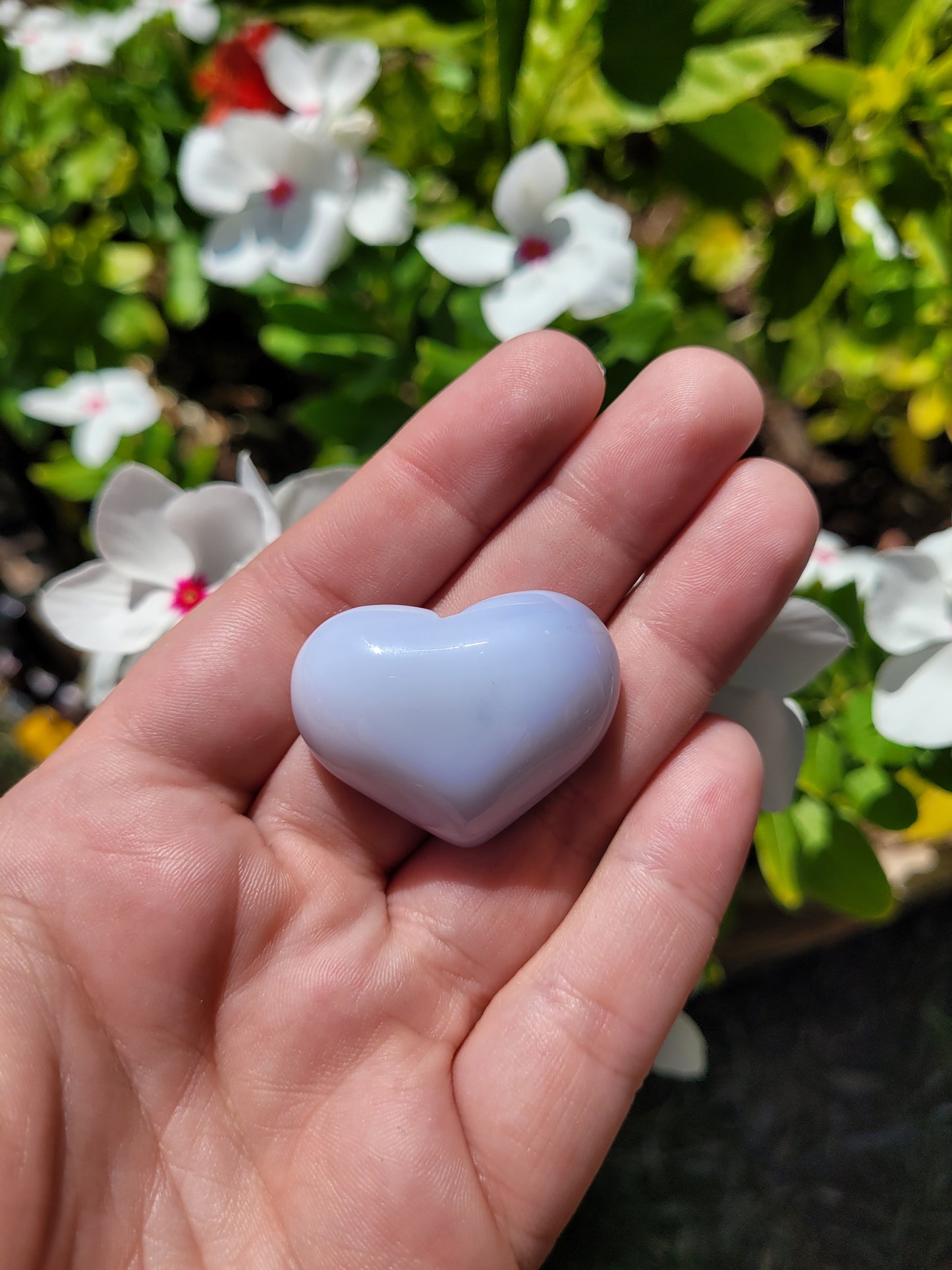 Blue Chalcedony Heart Carving