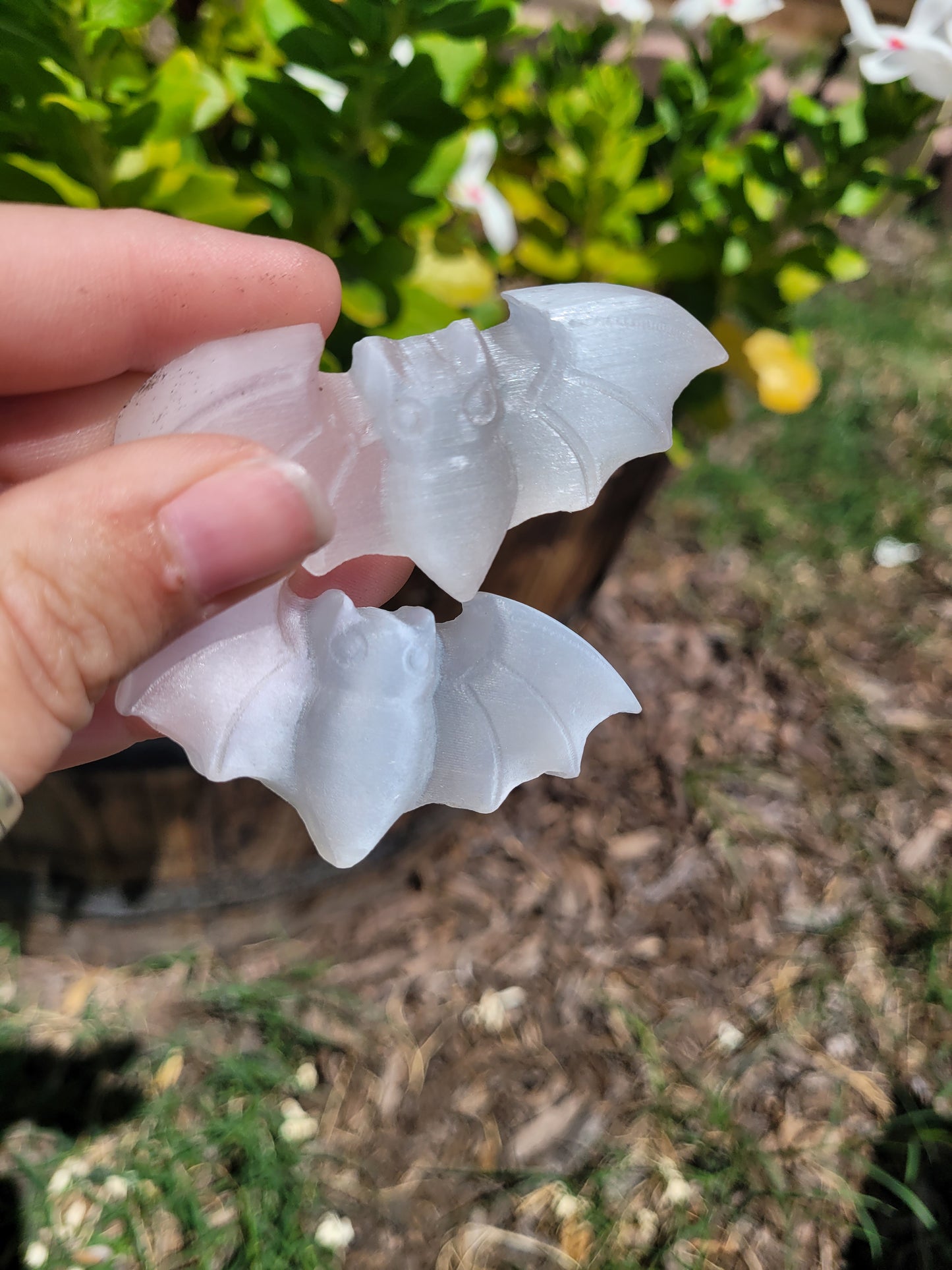 Selenite Bat Carving