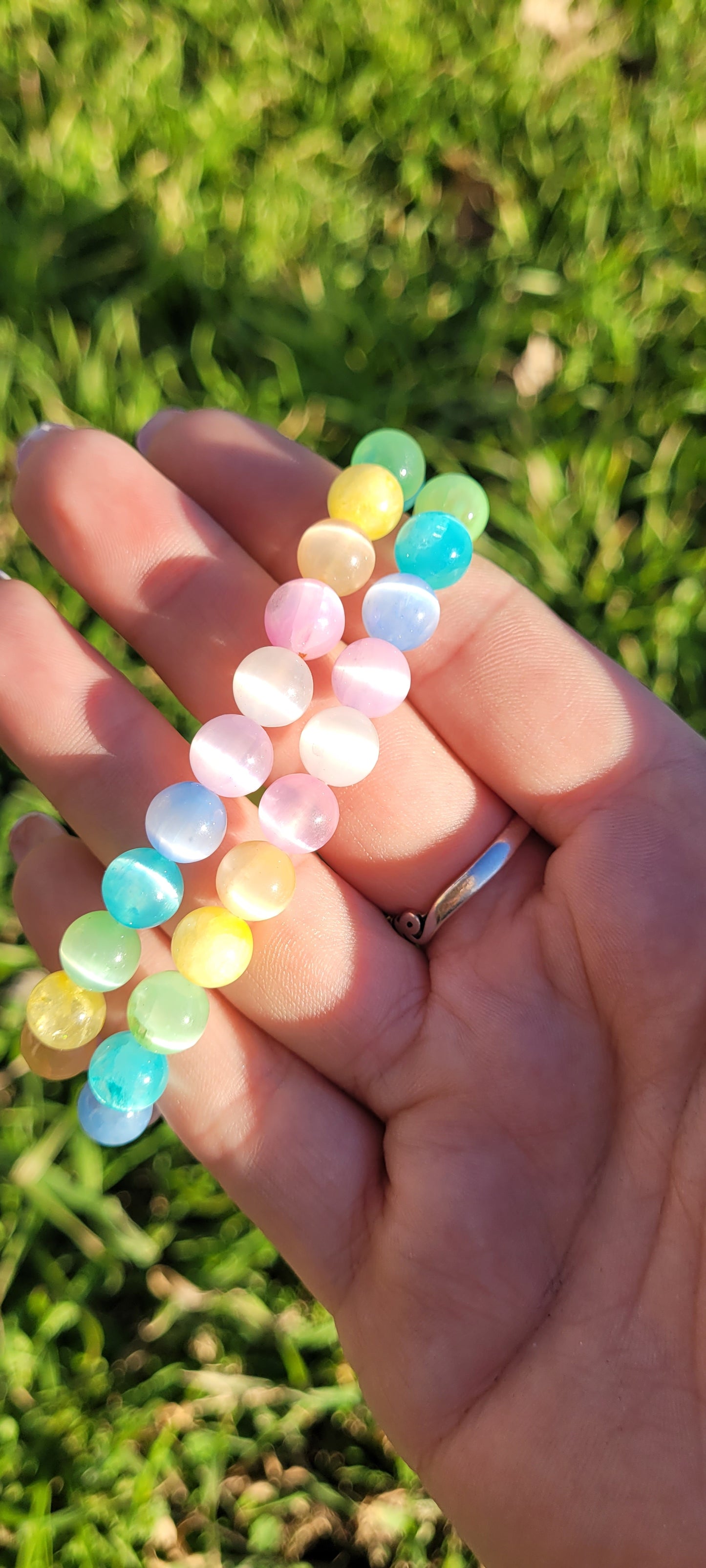 Rainbow Aura Selenite Bracelet