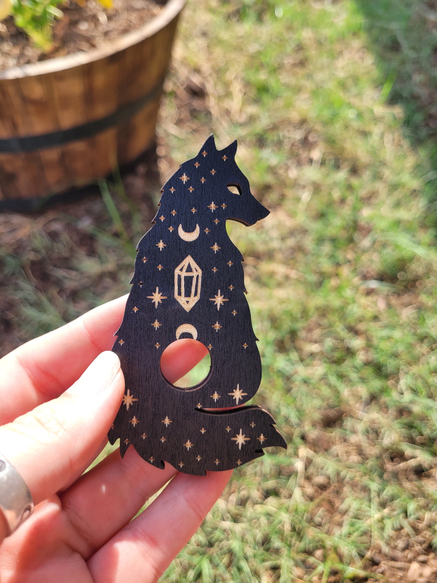 Wooden Crystal Sphere Holder (Witchy Shapes)