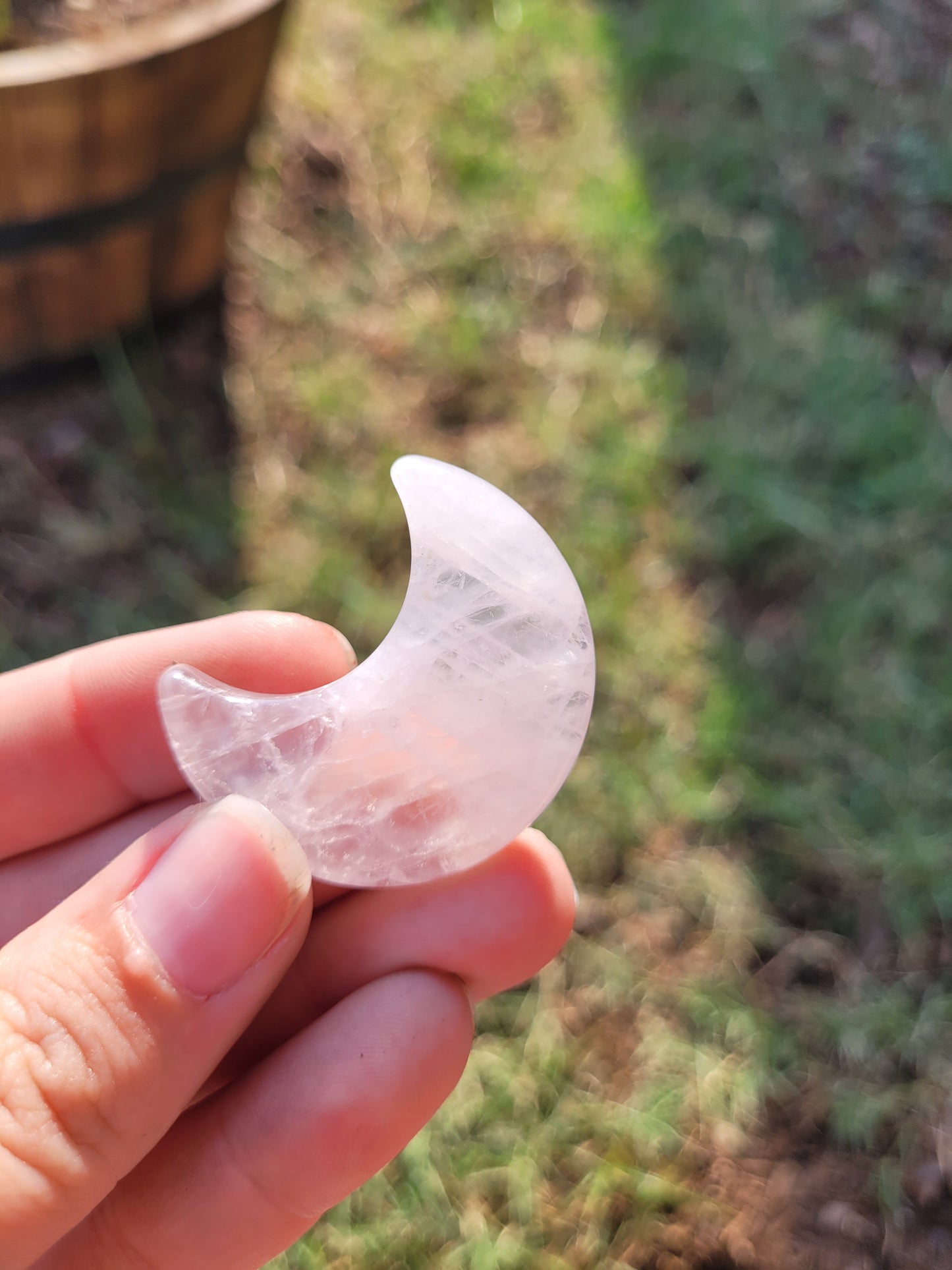 Rose Quartz Moon Crystal Carving