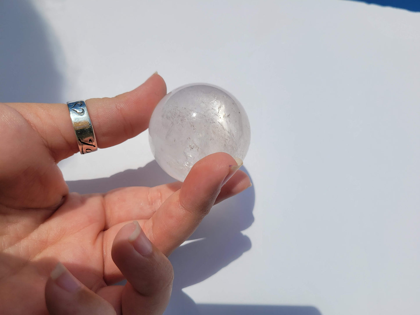 Clear Calcite Spheres with sphere stand