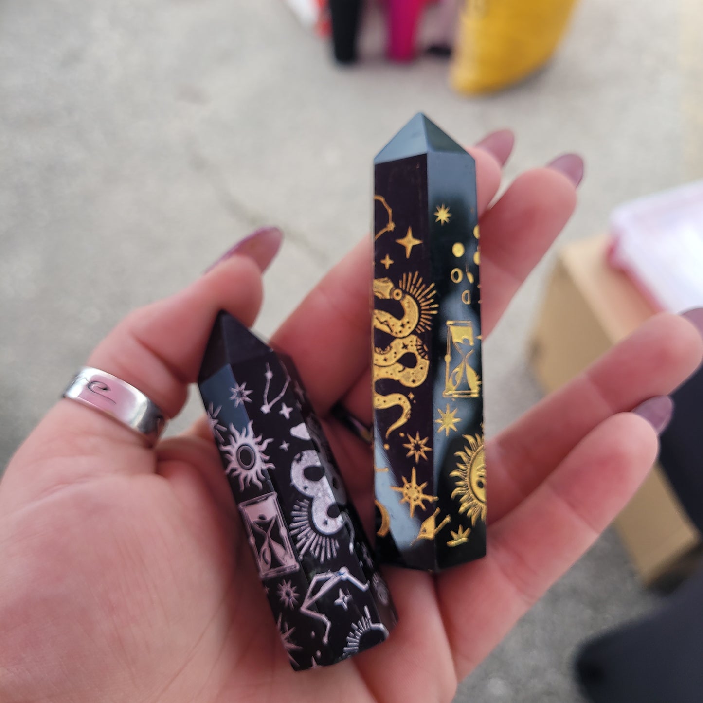 Black Obsidian Tower (Small) with Designs