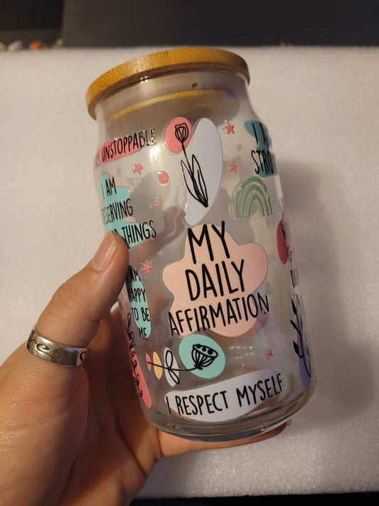 Daily Affirmations Glass Cup - 16oz