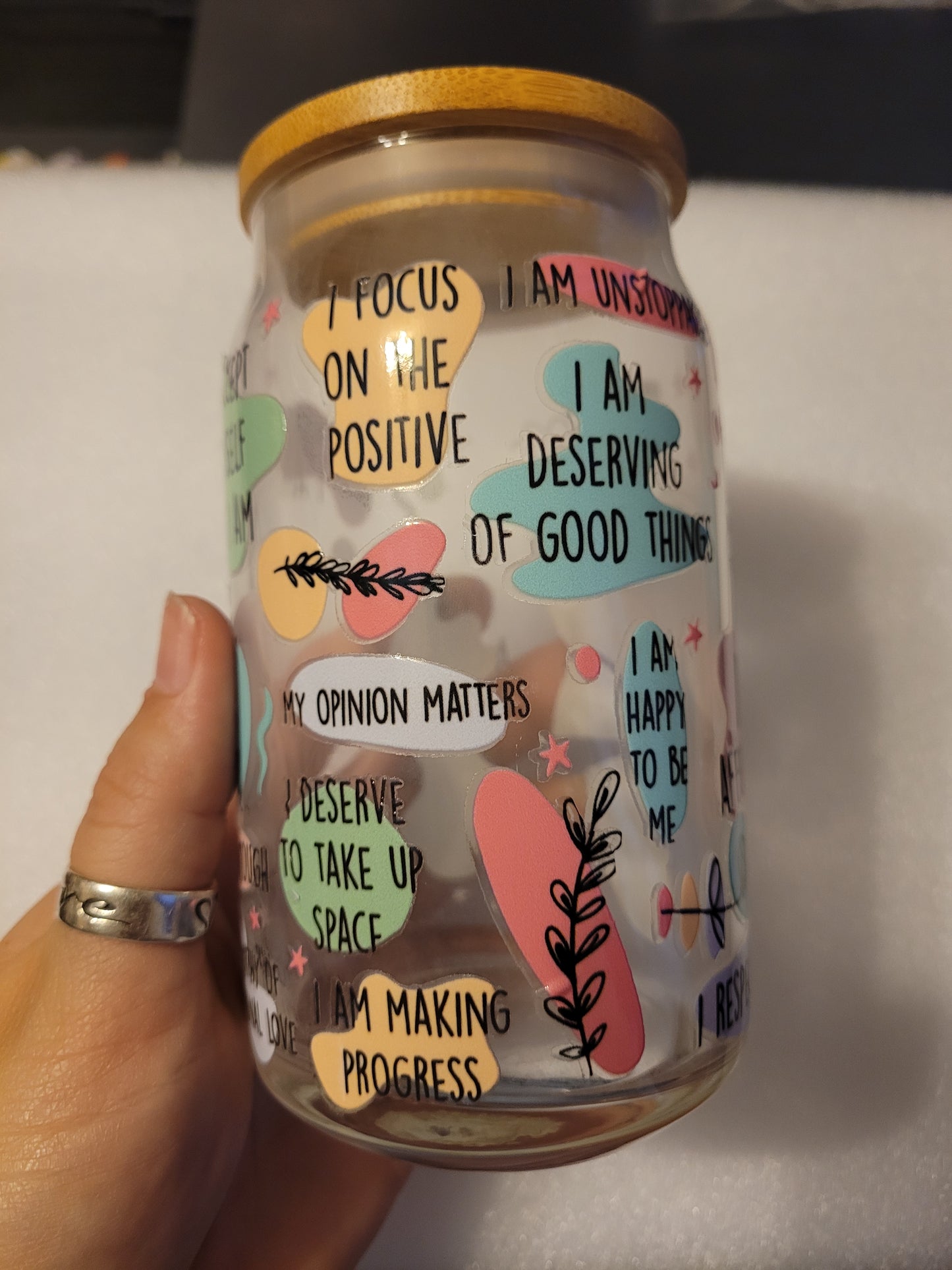 Daily Affirmations Glass Cup - 16oz