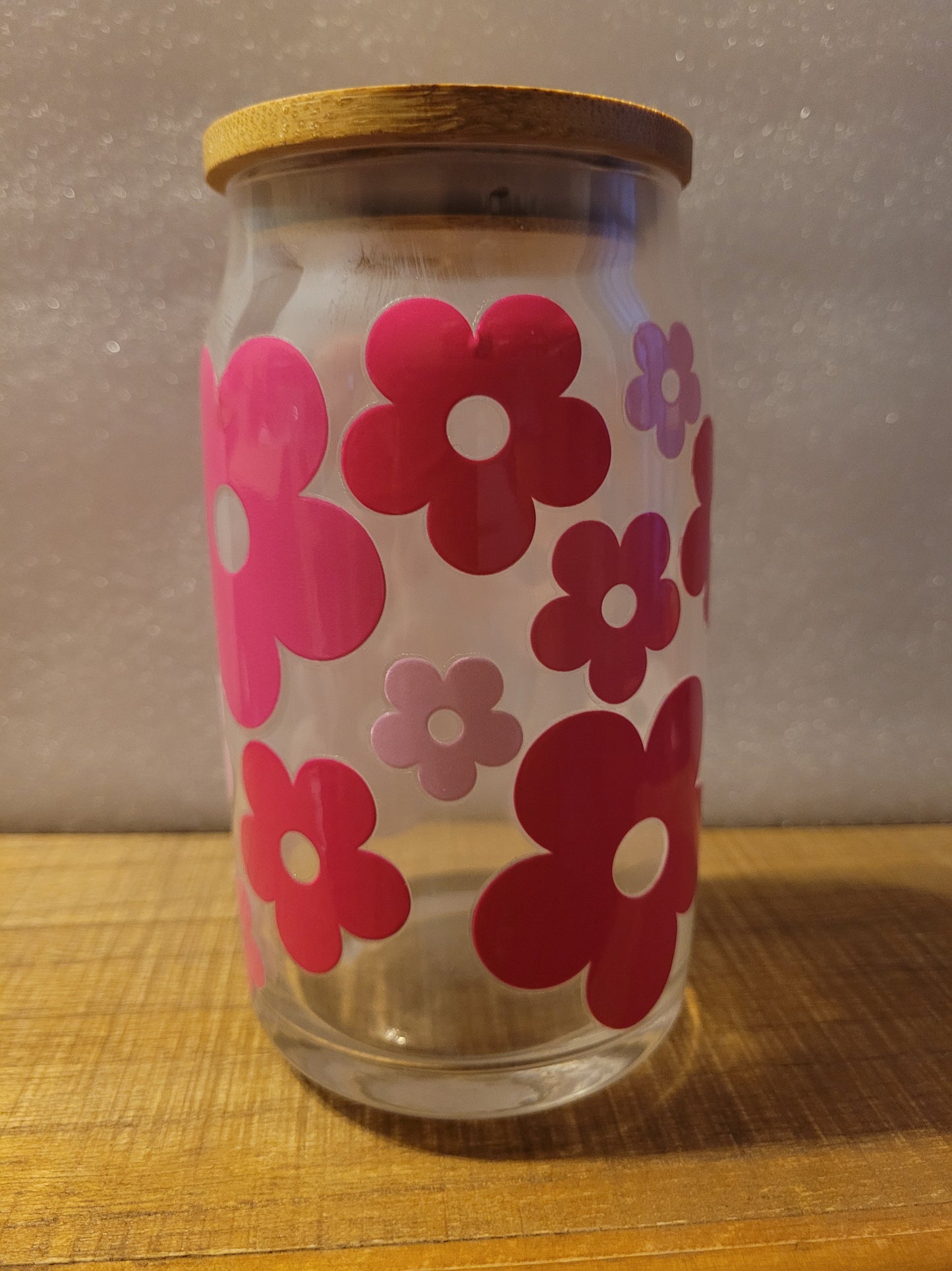 Happy Petals Glass Cup - 16 oz