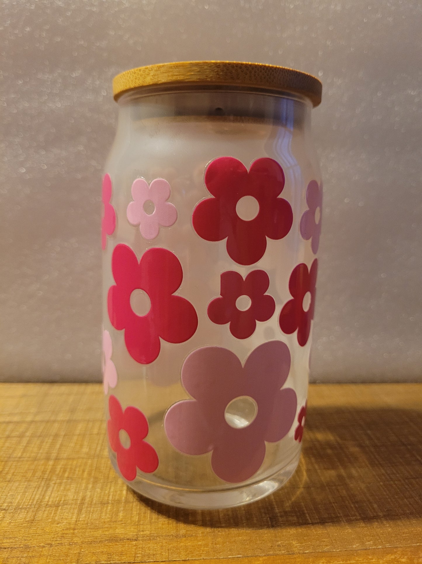 Happy Petals Glass Cup - 16 oz