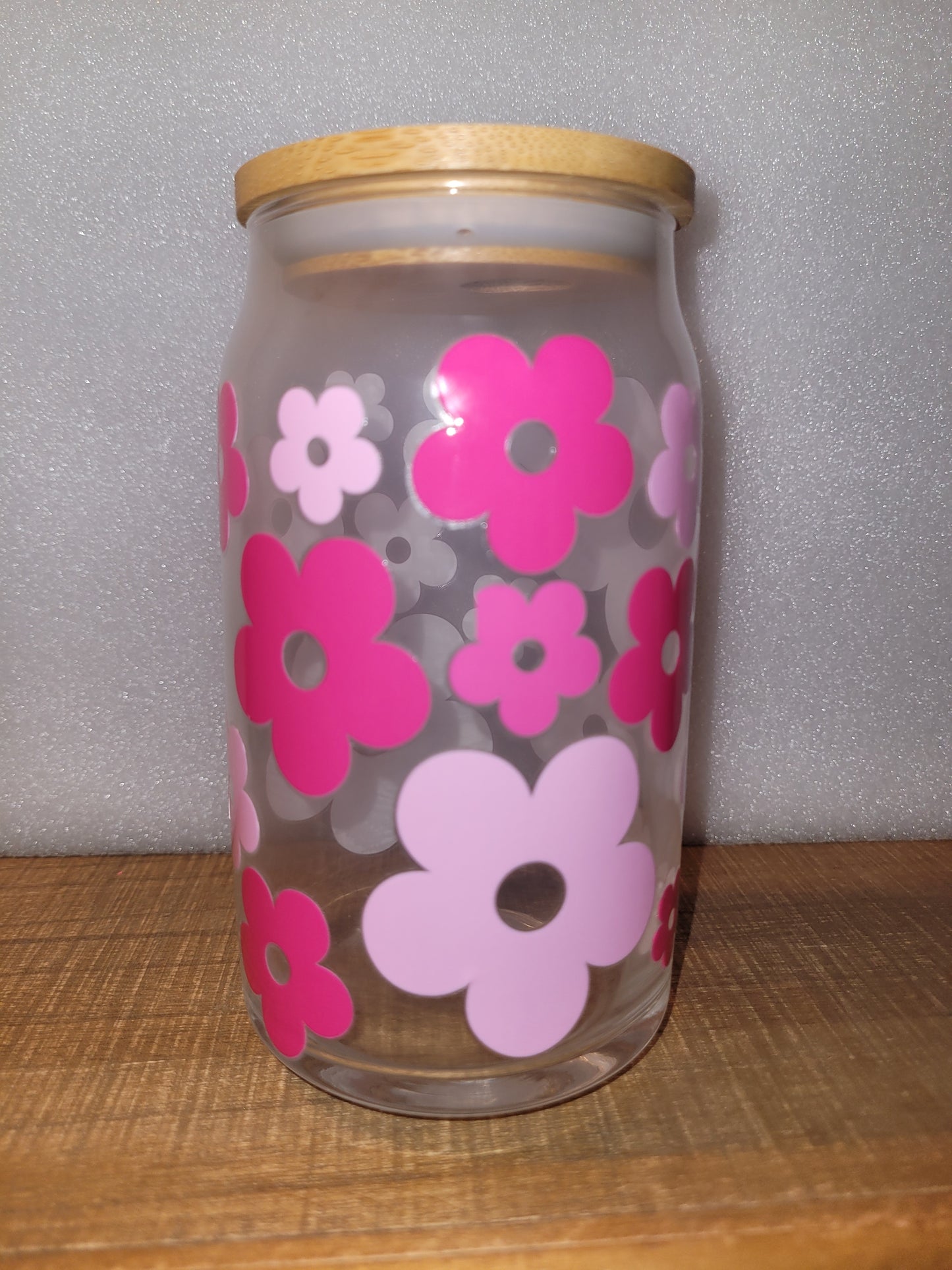 Happy Petals Glass Cup - 16 oz