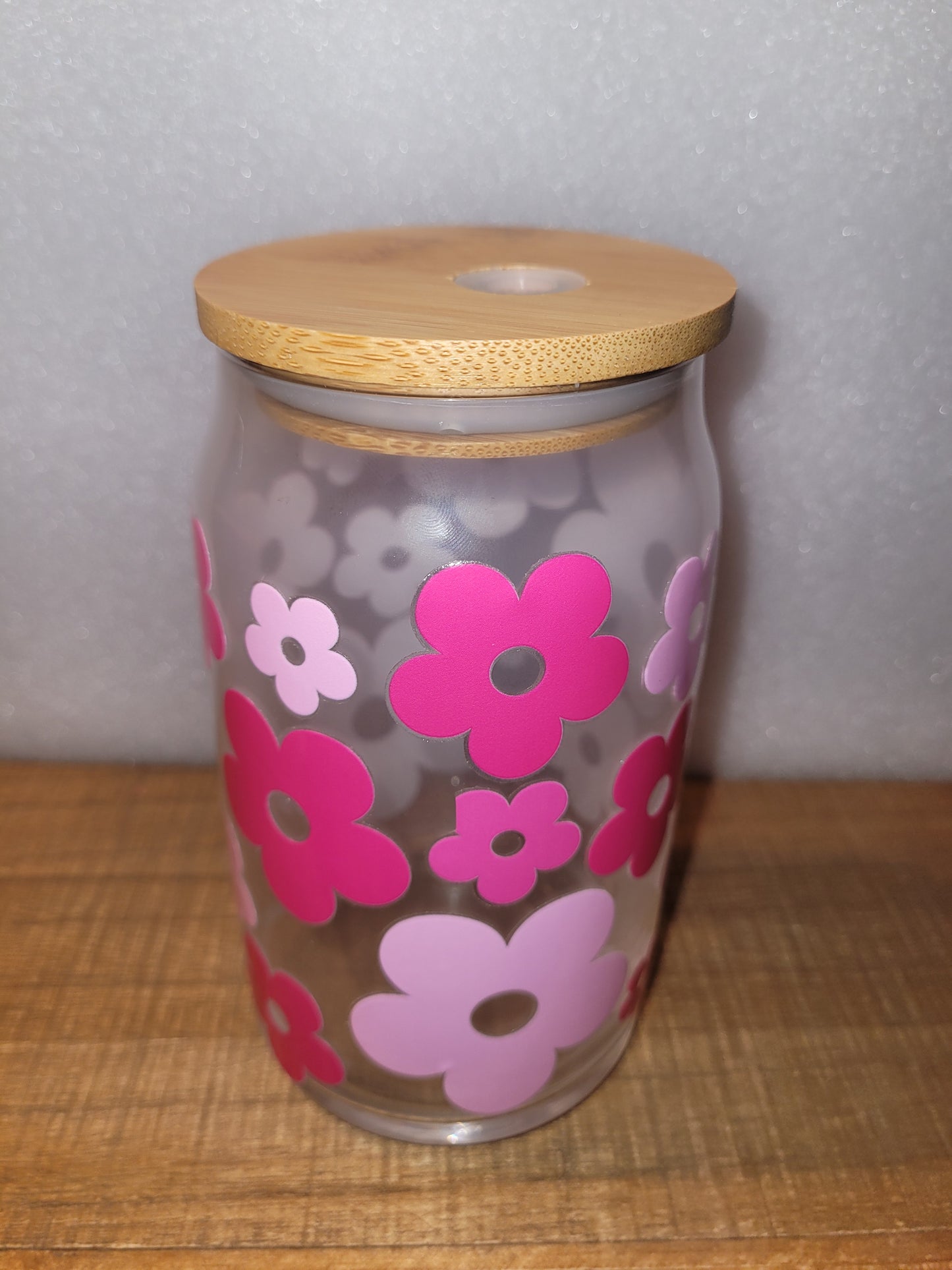Happy Petals Glass Cup - 16 oz