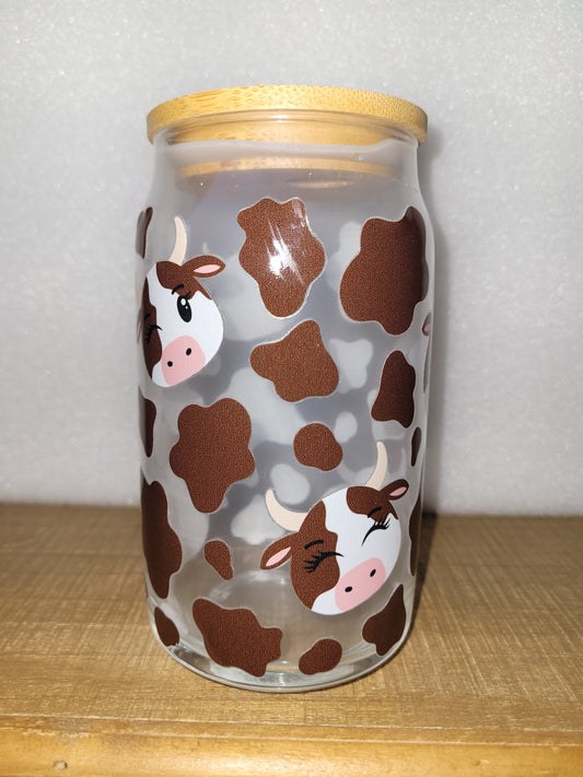 Happy Cow Glass Cup - 16 oz