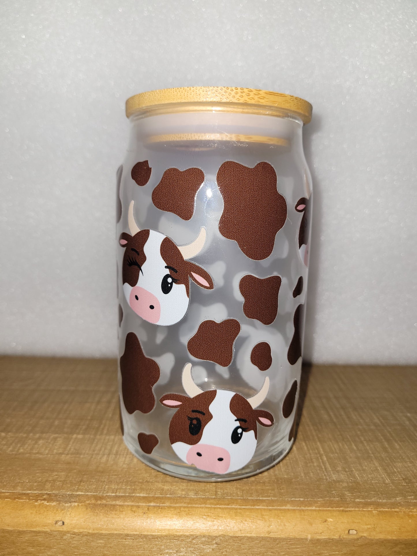 Happy Cow Glass Cup - 16 oz