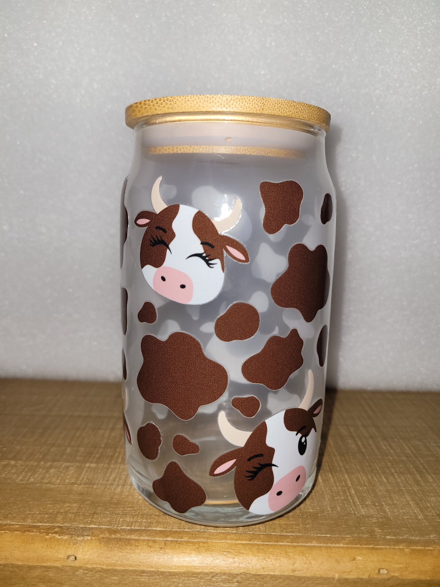 Happy Cow Glass Cup - 16 oz