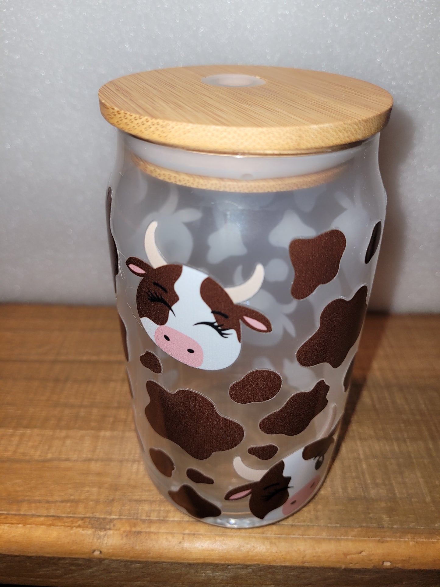 Happy Cow Glass Cup - 16 oz