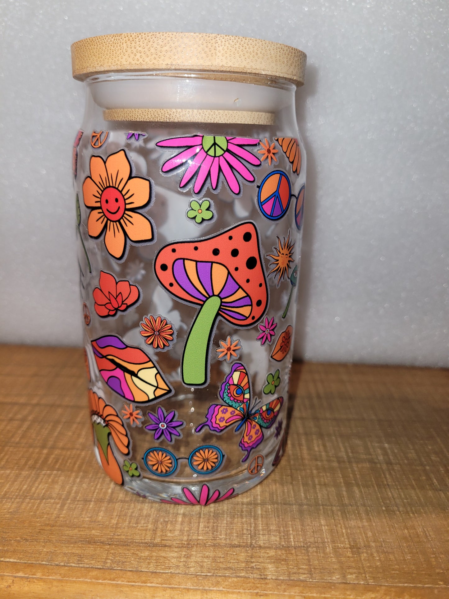 Psychedelic Fun Glass Cup - 16 oz