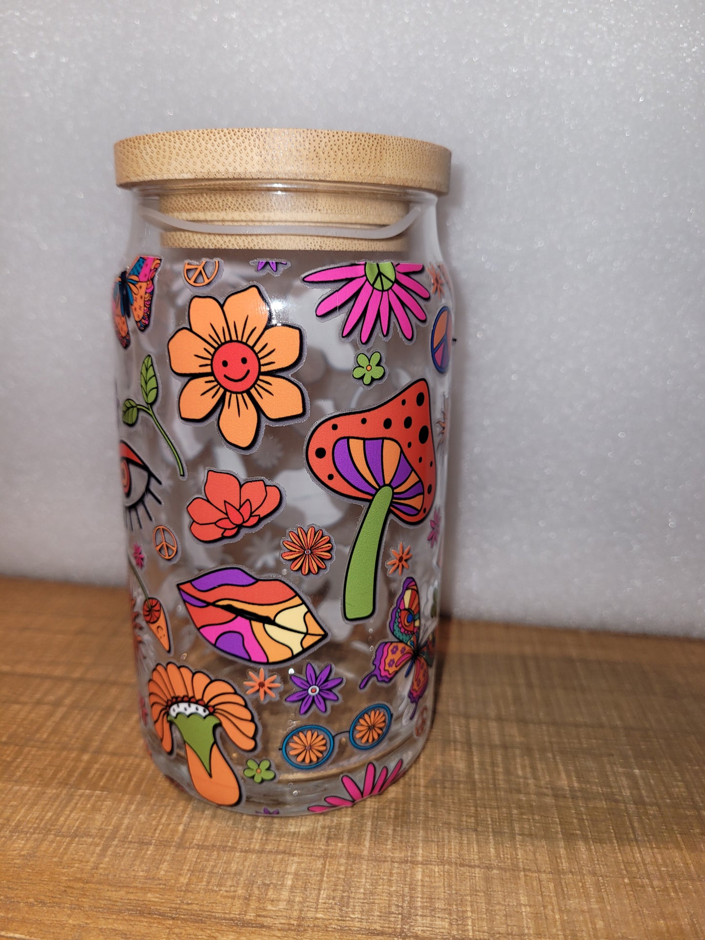 Psychedelic Fun Glass Cup - 16 oz