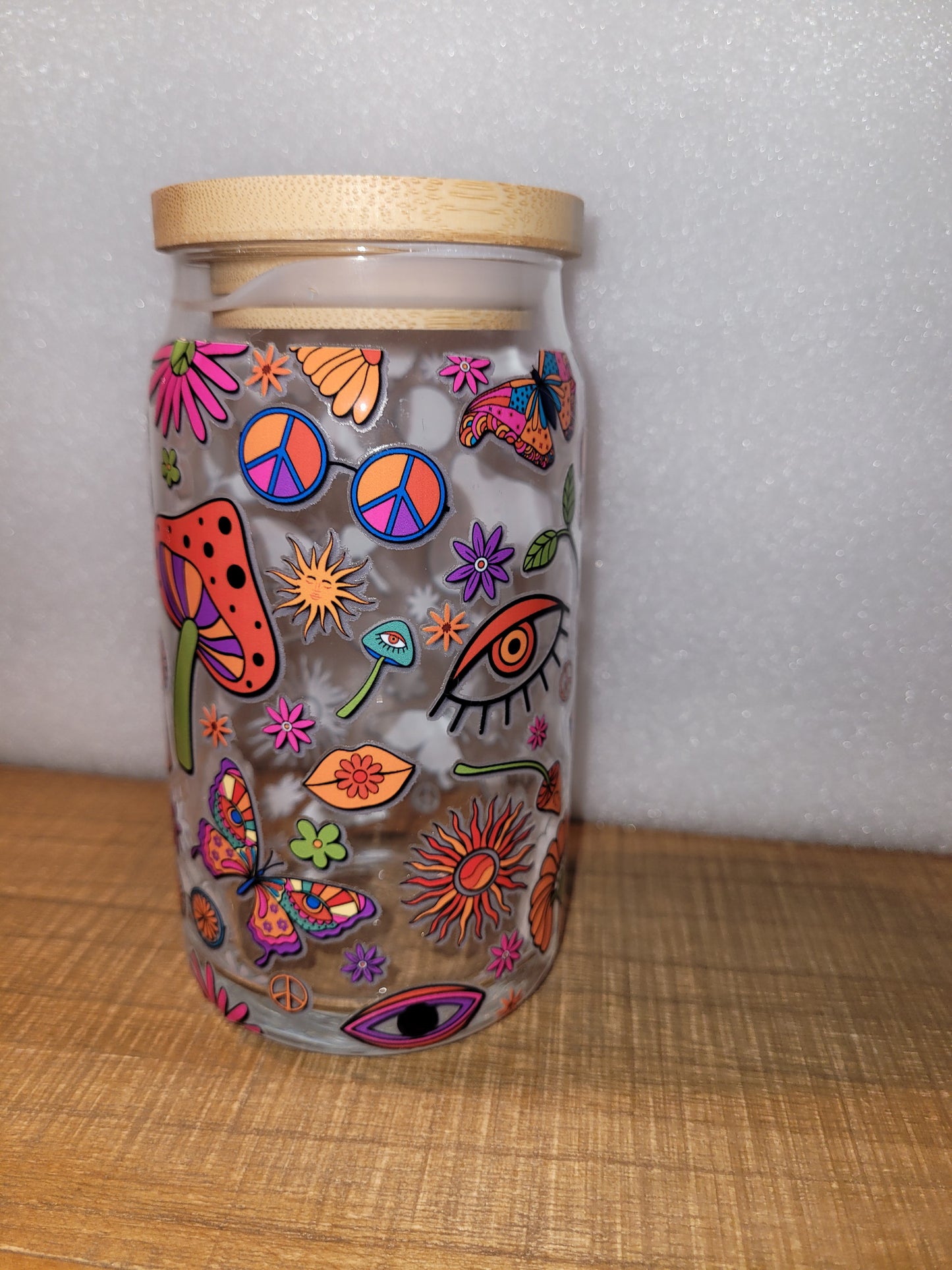 Psychedelic Fun Glass Cup - 16 oz