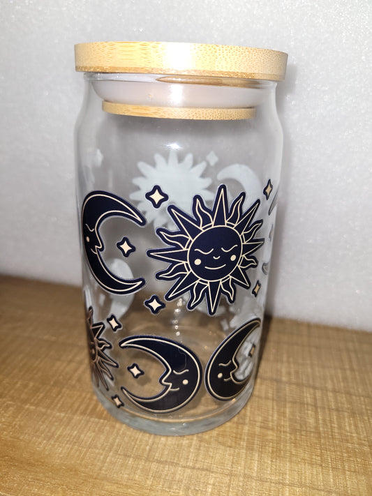 Moons and Suns Glass Cup - 16 oz