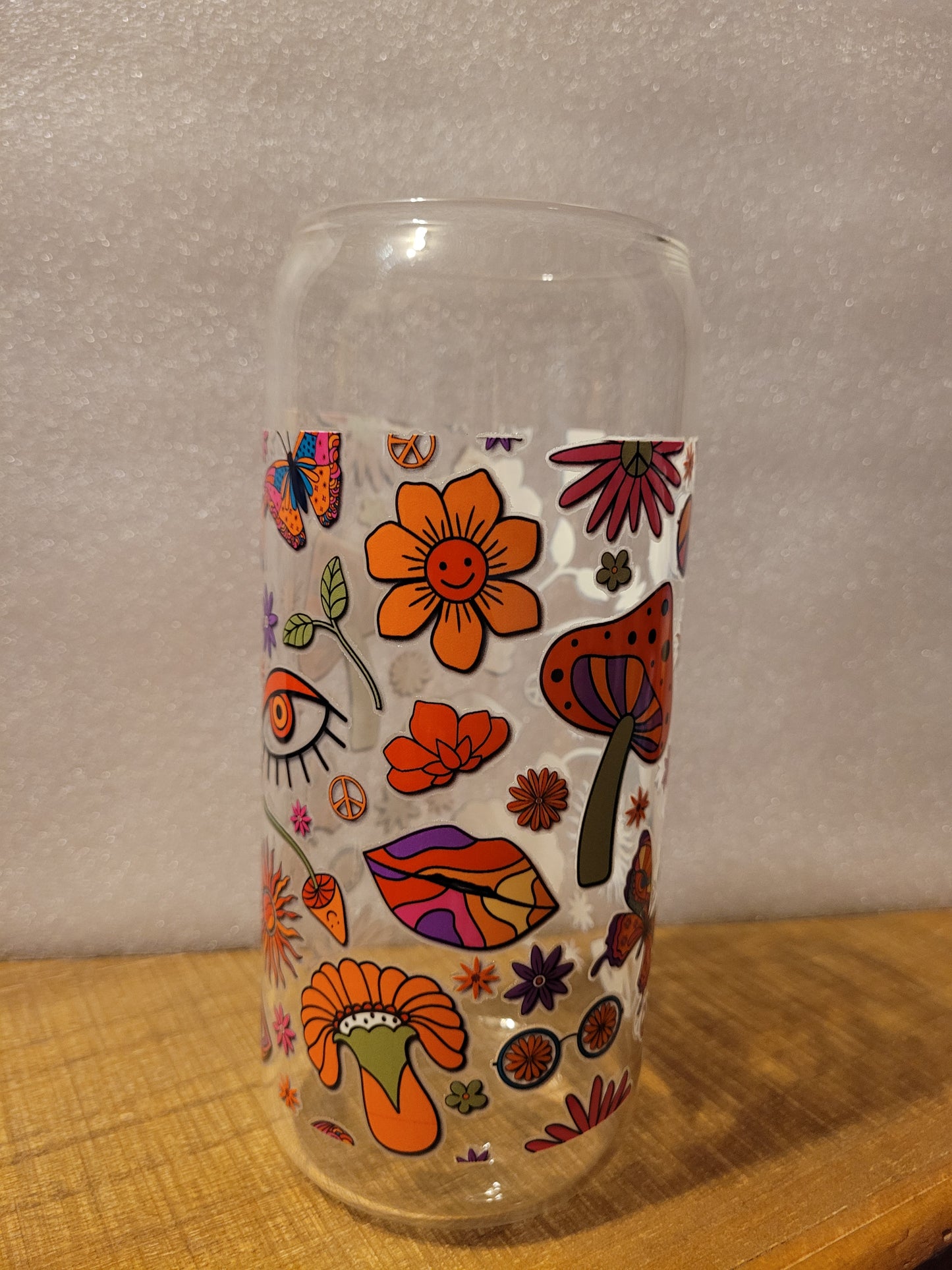 Psychedelic Fun Glass Cup - 20 oz