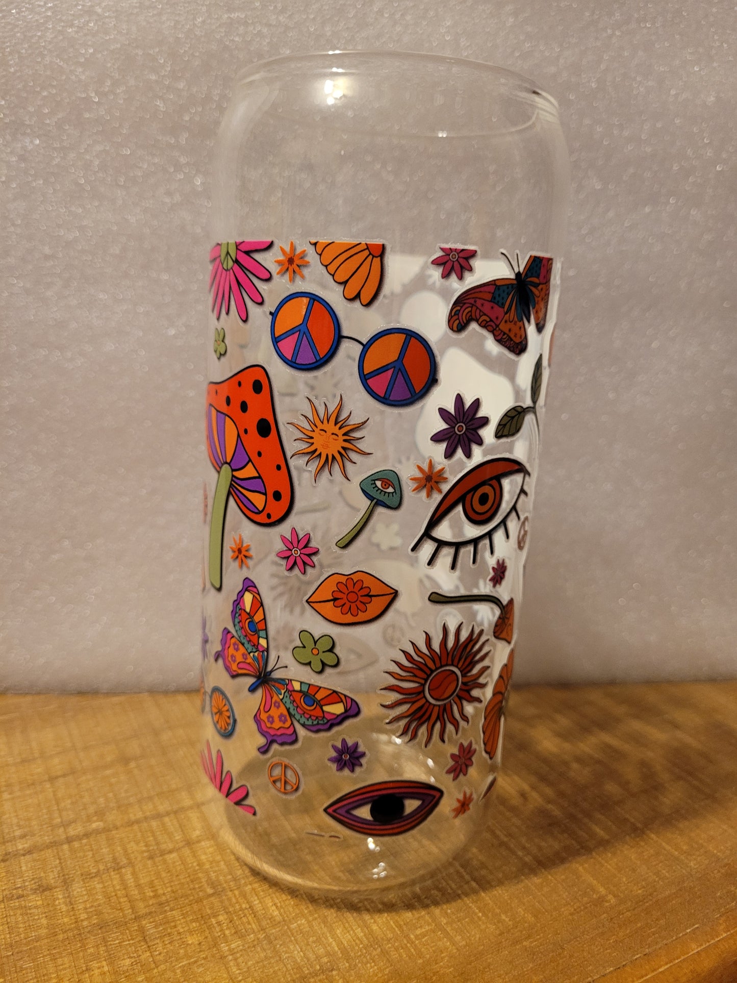 Psychedelic Fun Glass Cup - 20 oz