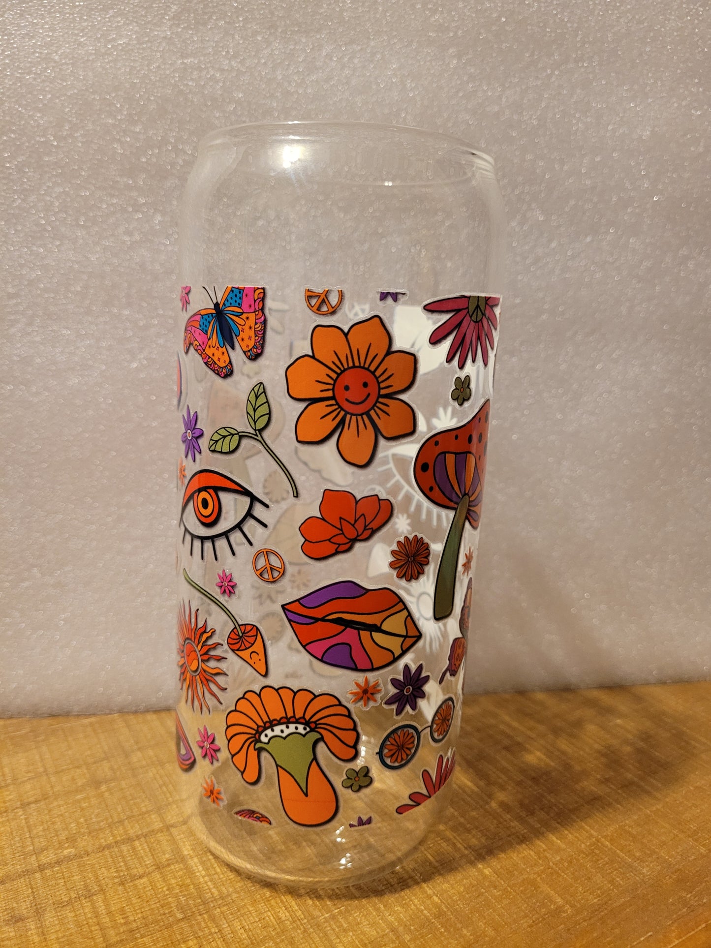 Psychedelic Fun Glass Cup - 20 oz