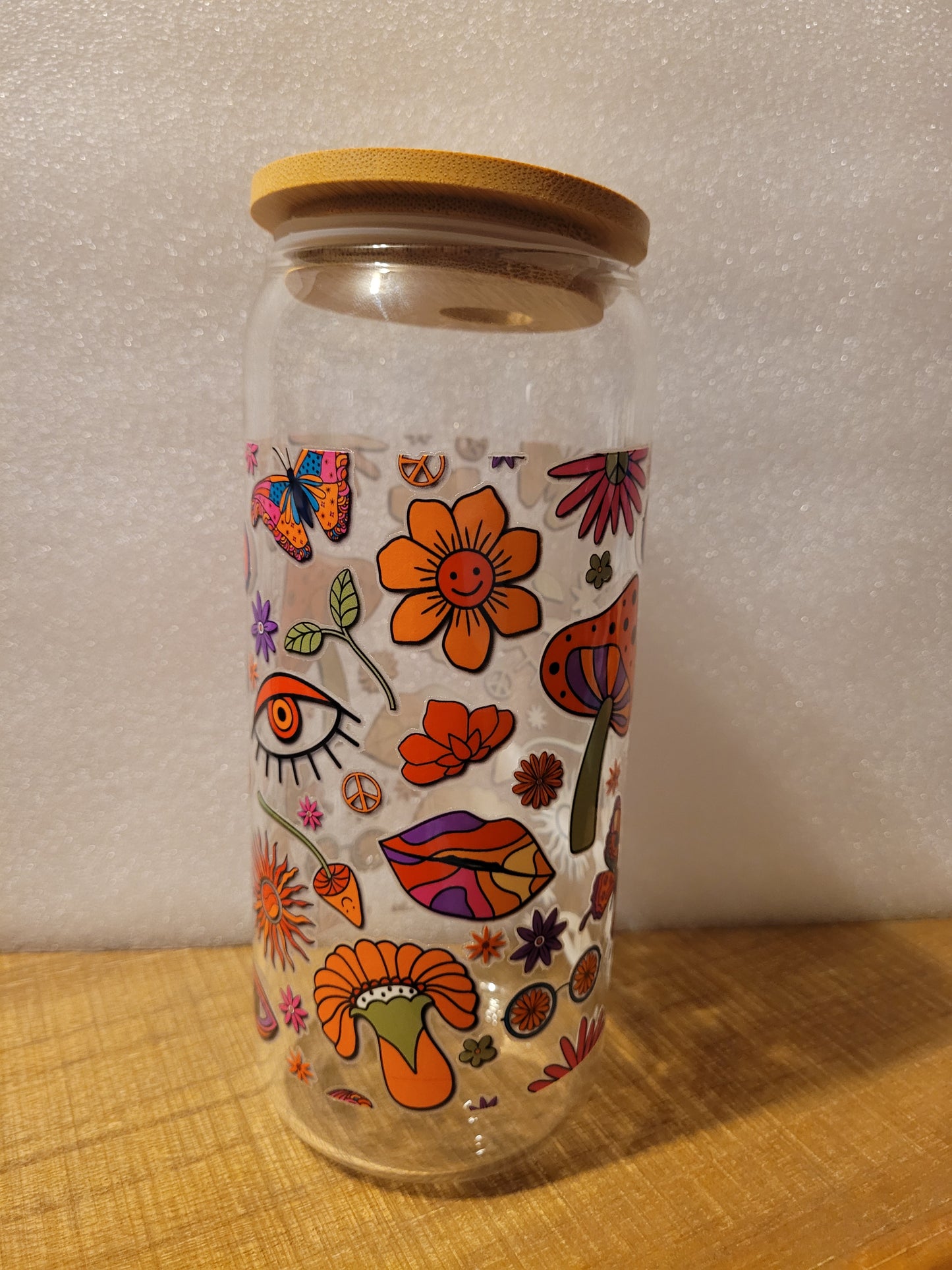 Psychedelic Fun Glass Cup - 20 oz