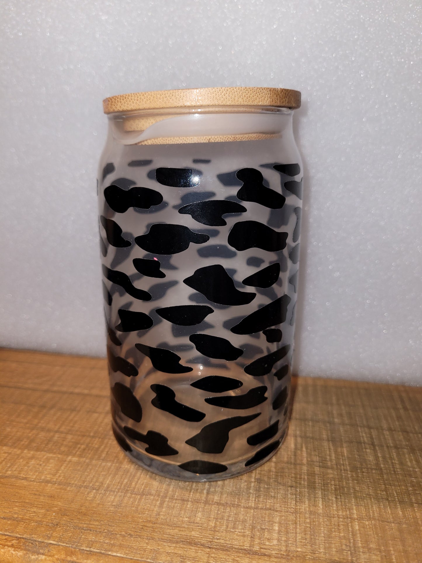 Small Cow Print Glass Cup - 16 oz