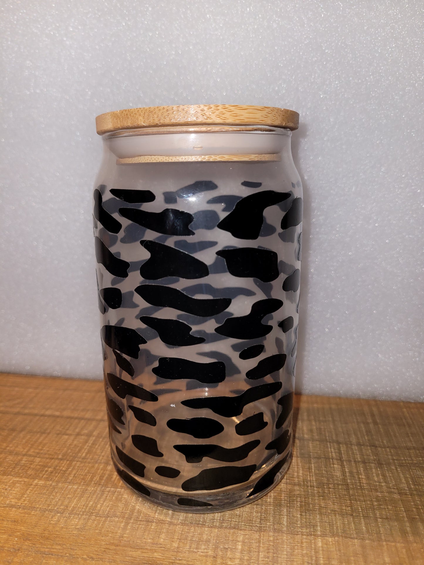 Small Cow Print Glass Cup - 16 oz