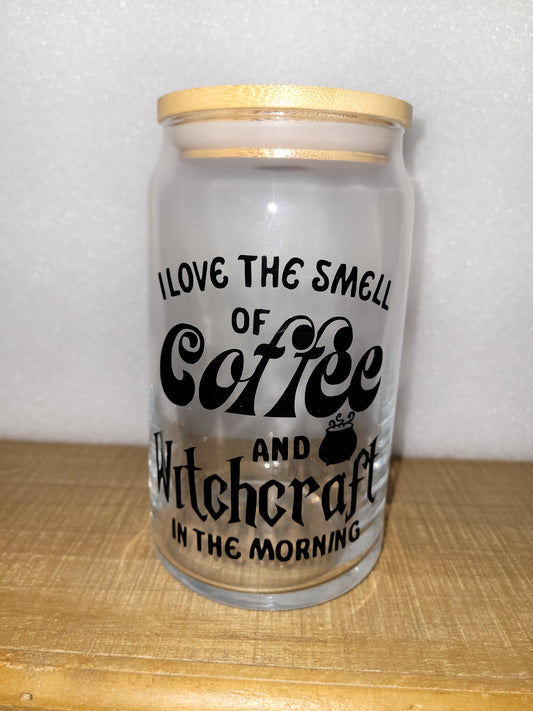 Coffee and Witchcraft Glass Cup - 16 oz