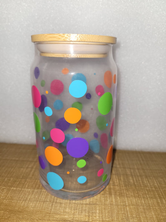 Polka Dot Glass Cup - 16 oz