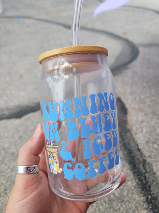 Running Bluey Glass Cup - 16oz