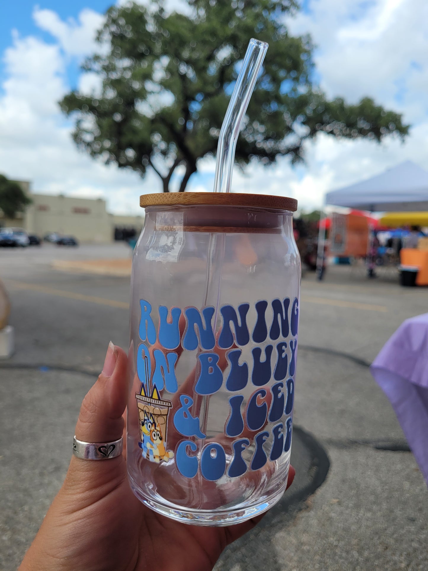 Running Bluey Glass Cup - 16oz