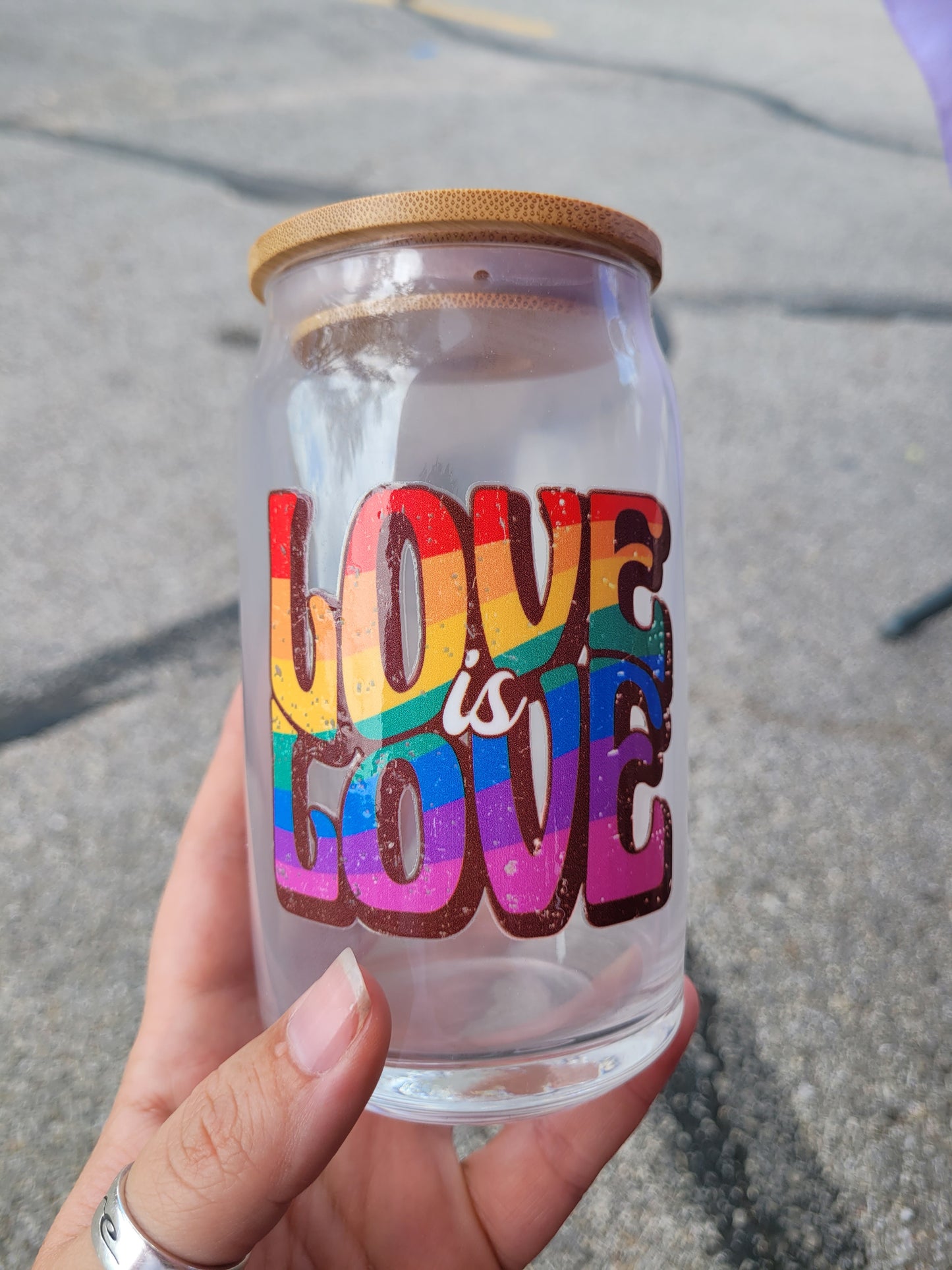 Love is Love Glass Cup - 16 oz