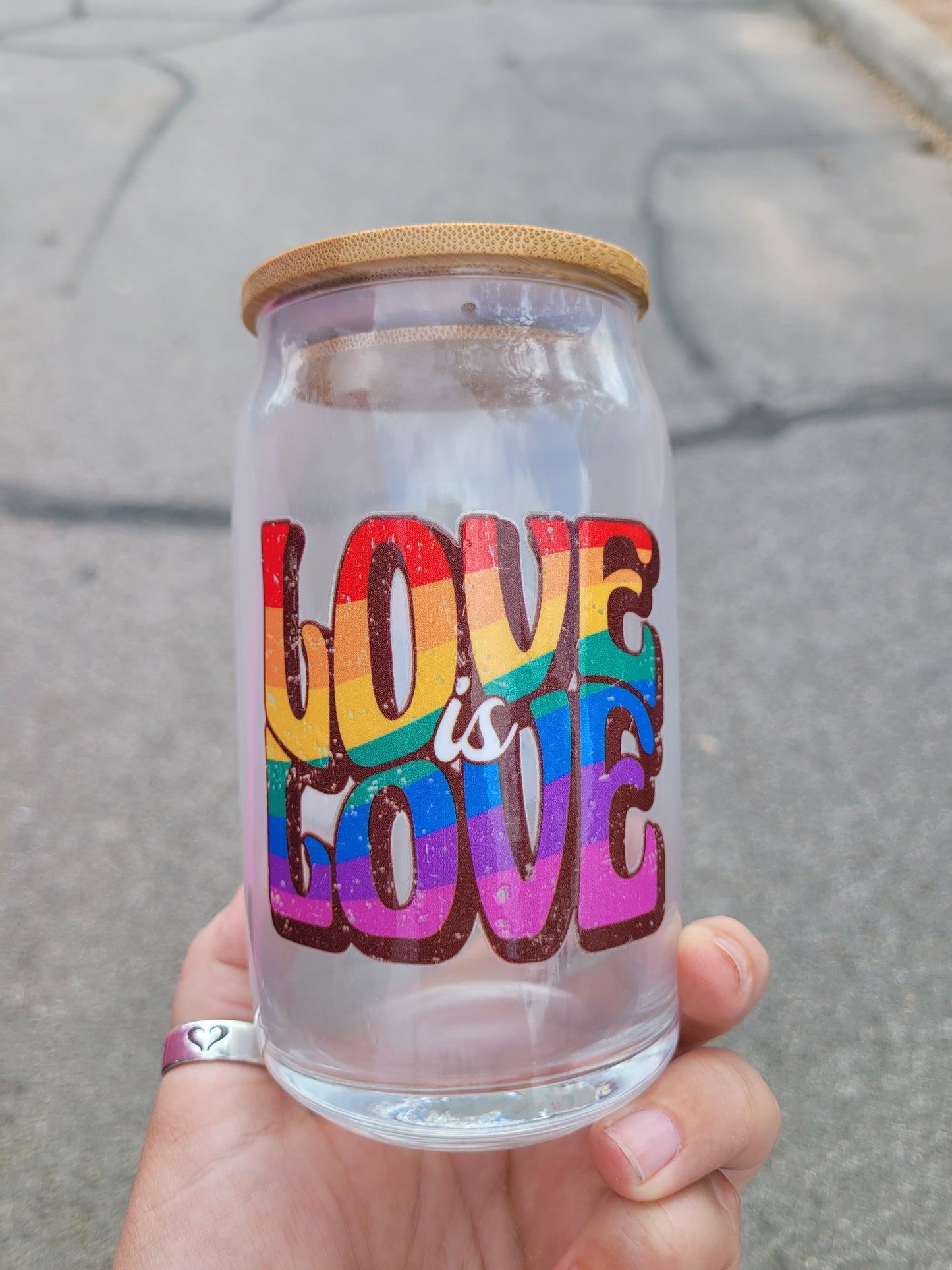 Love is Love Glass Cup - 16 oz