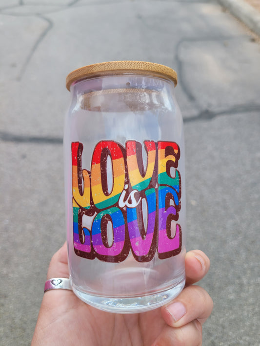 Love is Love Glass Cup - 16 oz