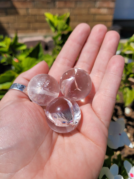 Clear Quartz Mini Spheres w/rainbow