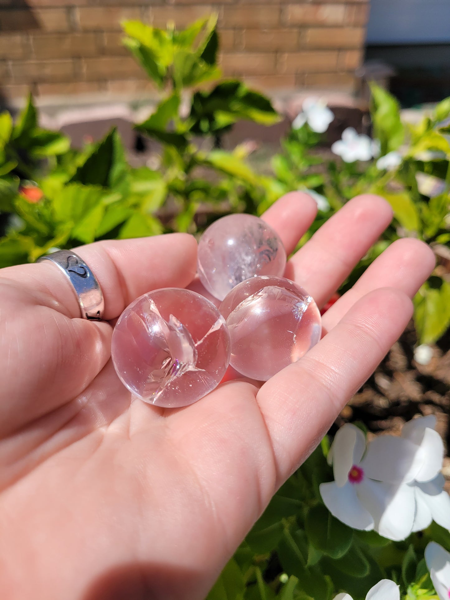 Clear Quartz Mini Spheres w/rainbow
