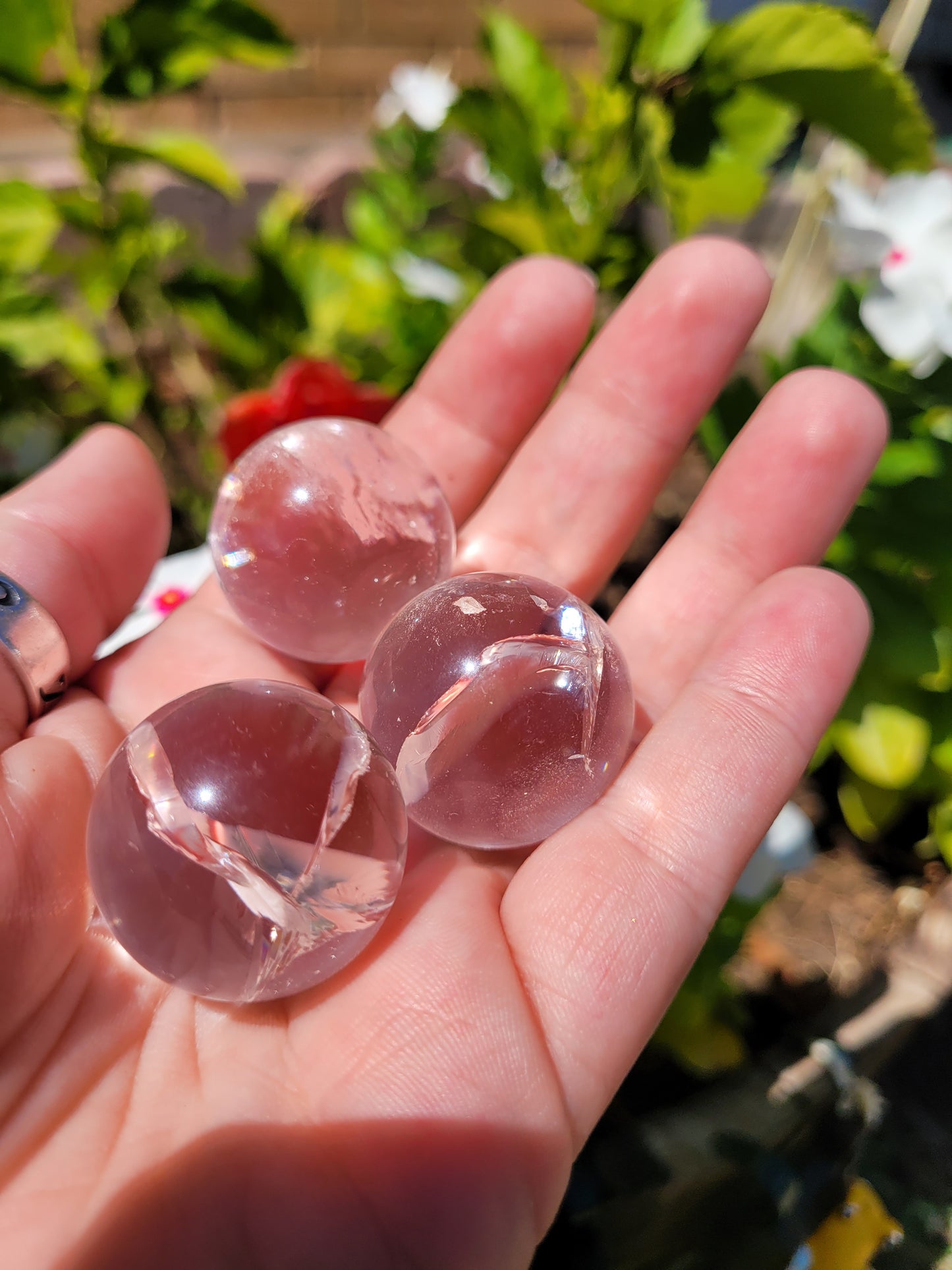 Clear Quartz Mini Spheres w/rainbow