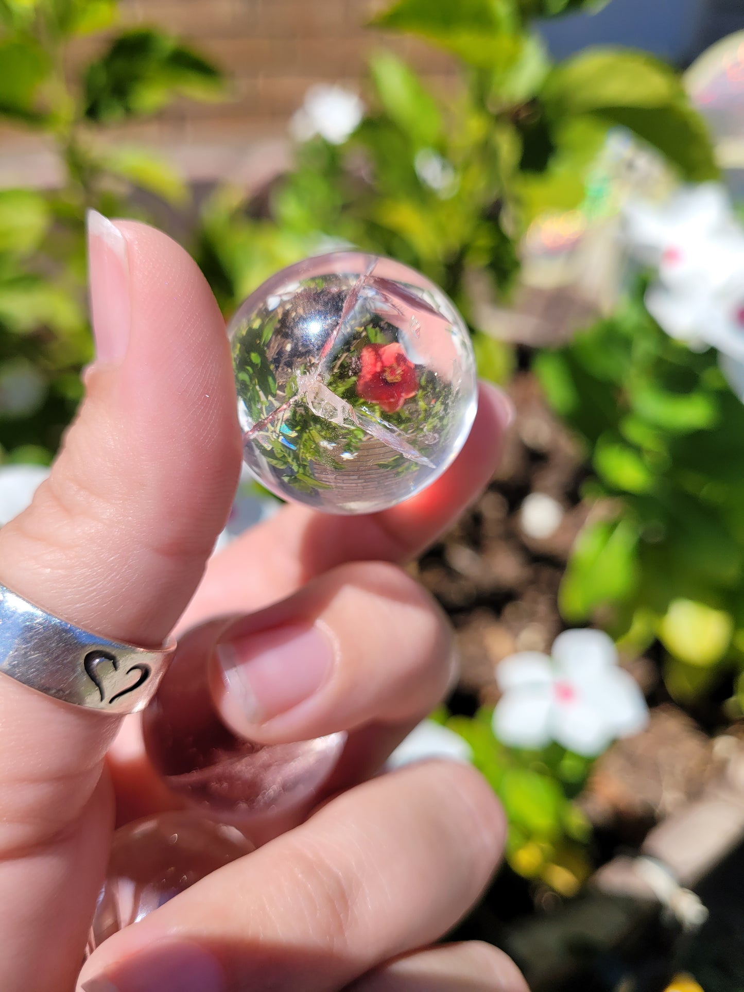 Clear Quartz Mini Spheres w/rainbow