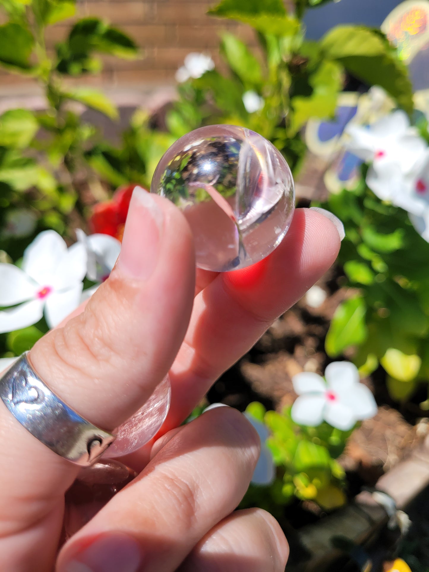 Clear Quartz Mini Spheres w/rainbow