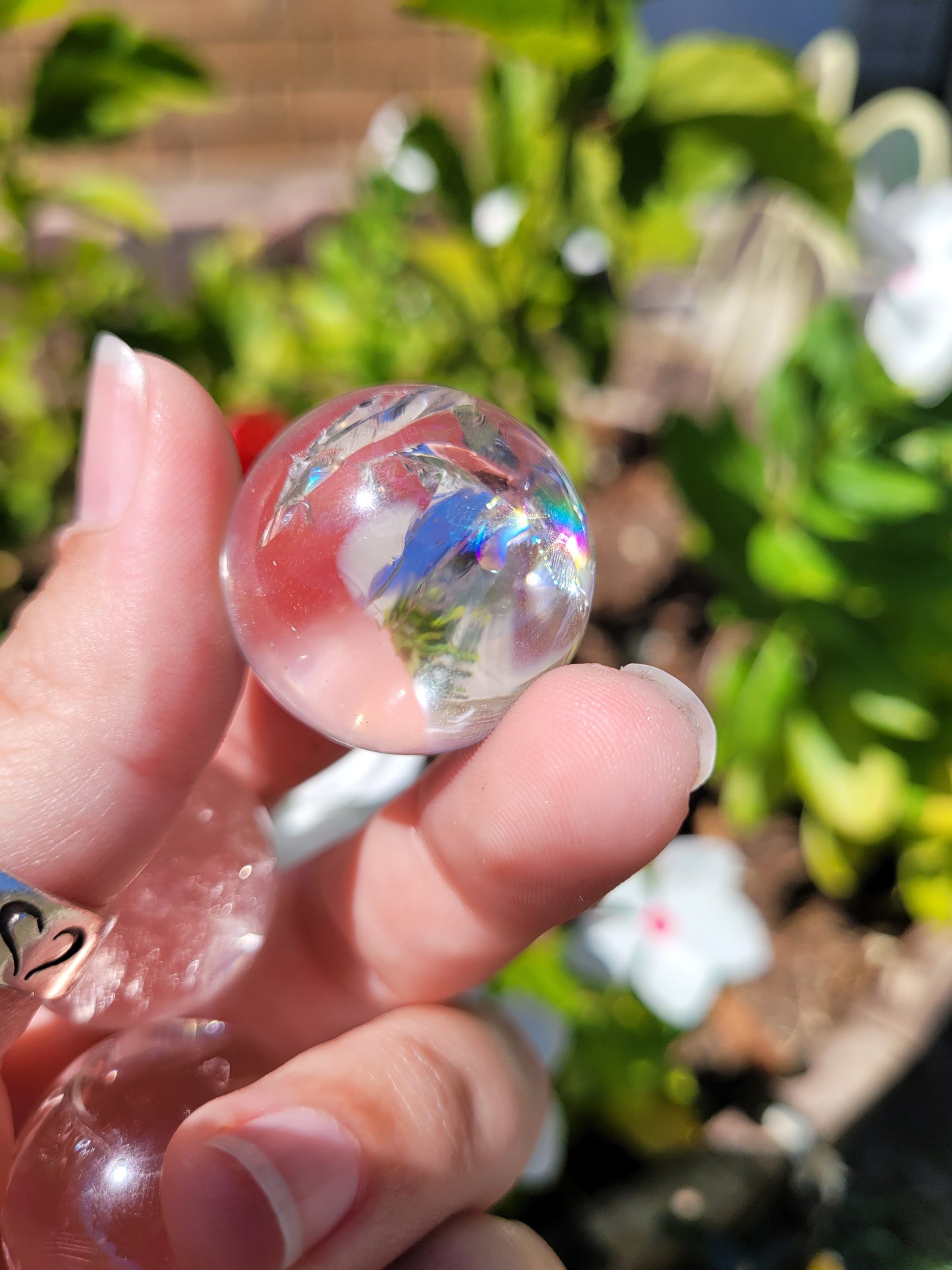 Clear Quartz Mini Spheres w/rainbow