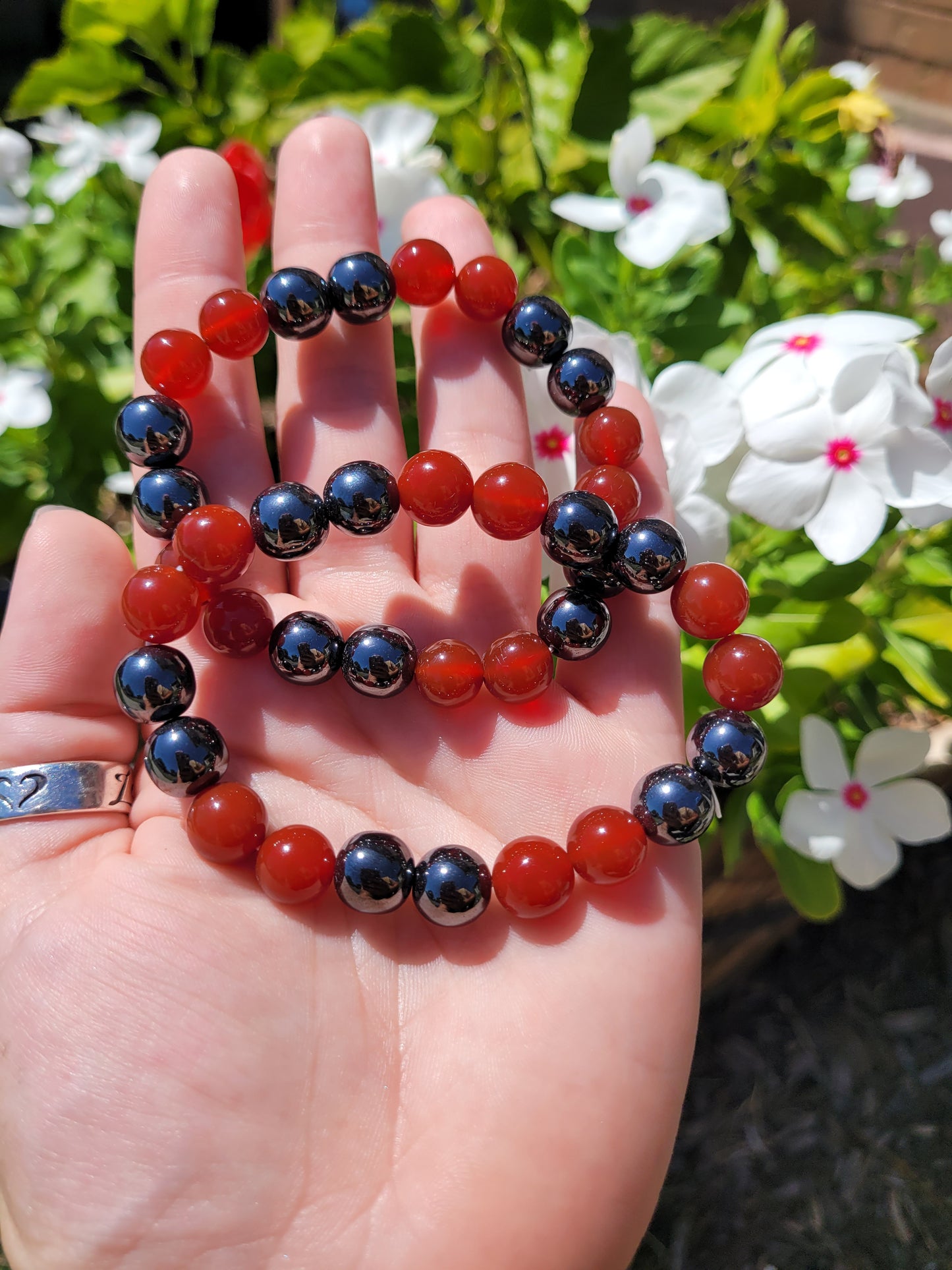 Carnelian and Hematite Bead Bracelet