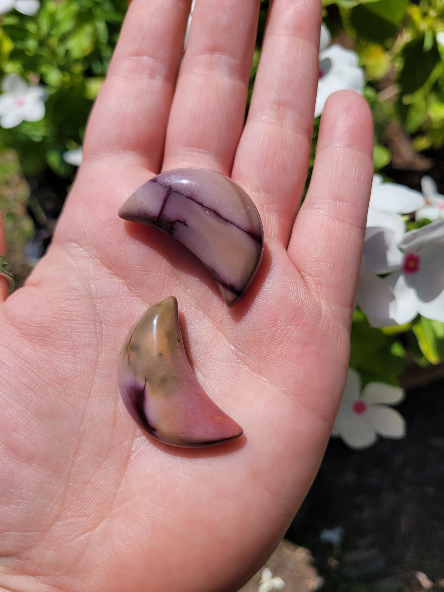 Mookaite Moon Carvings