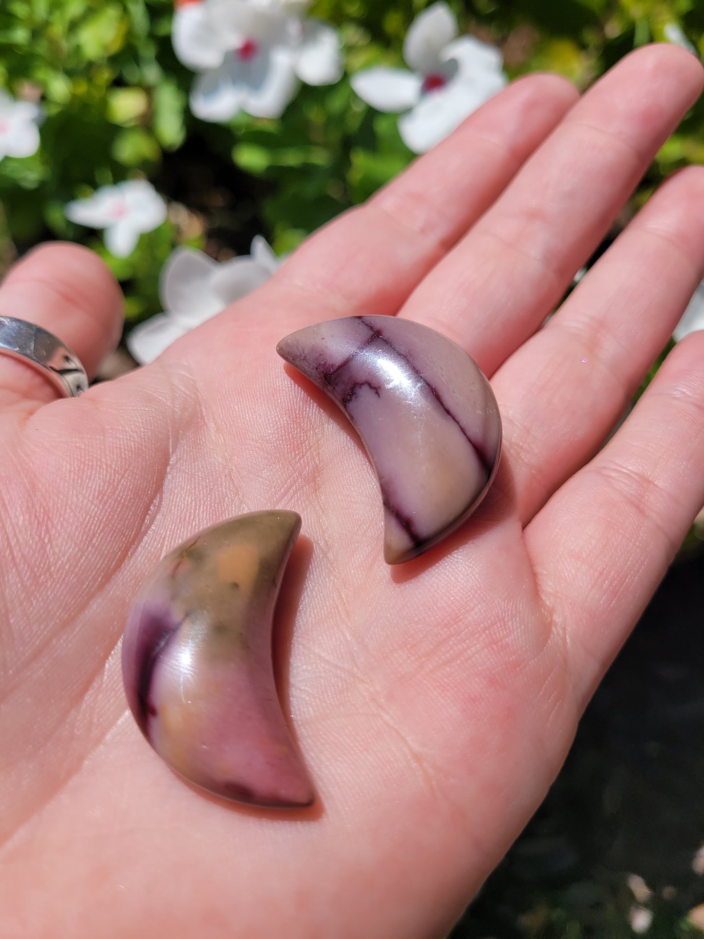 Mookaite Moon Carvings