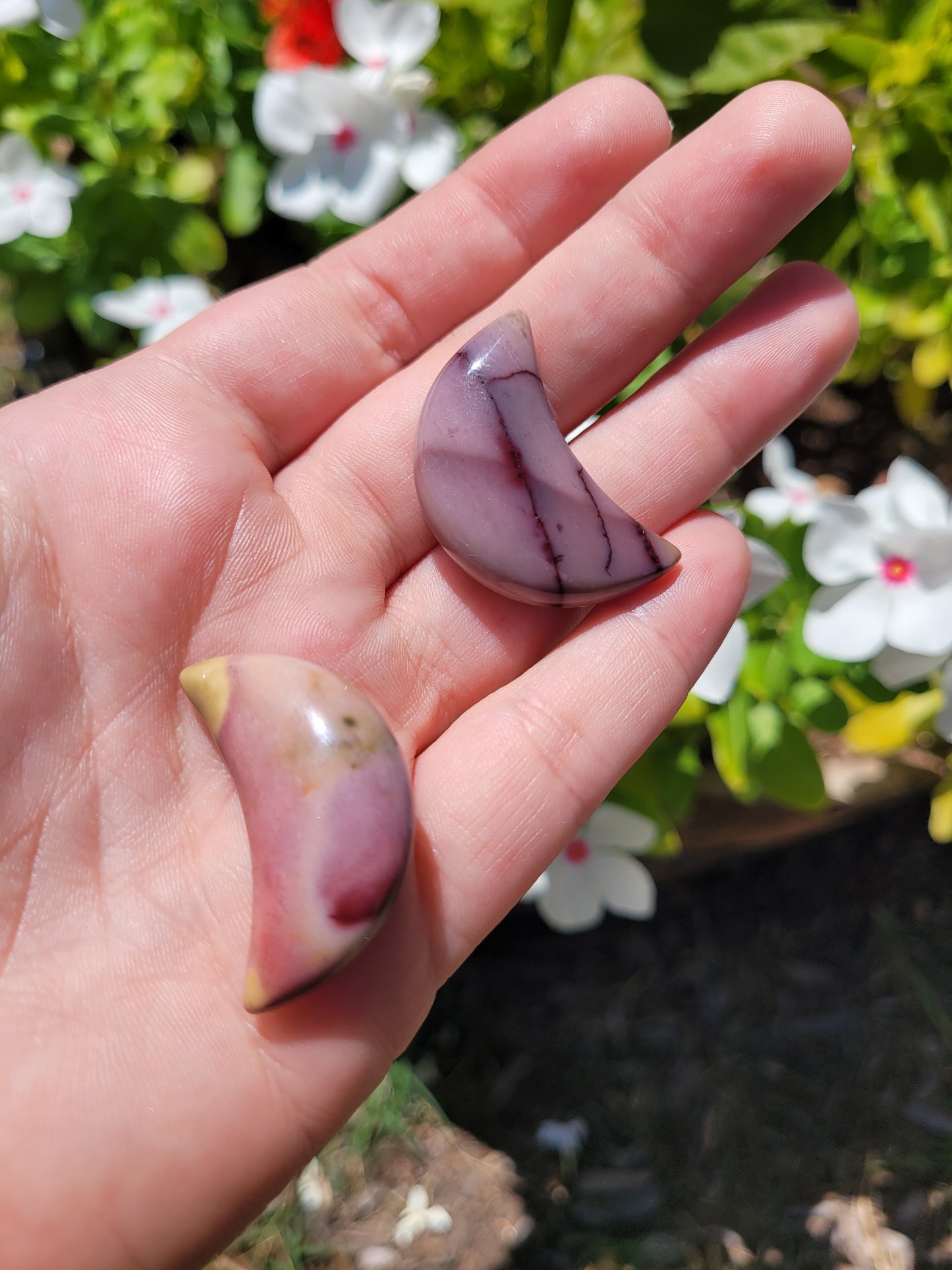 Mookaite Moon Carvings
