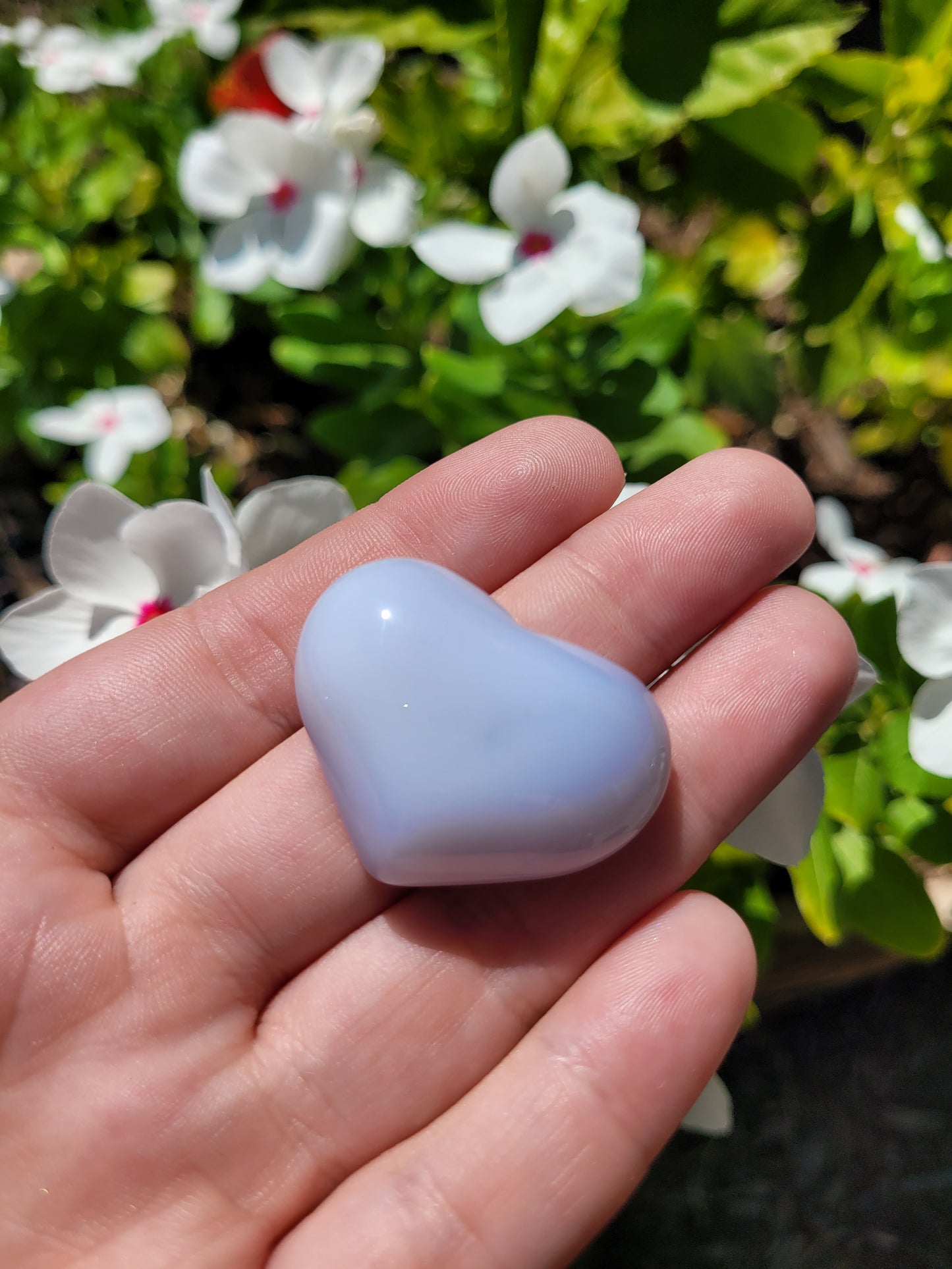 Blue Chalcedony Heart Carving