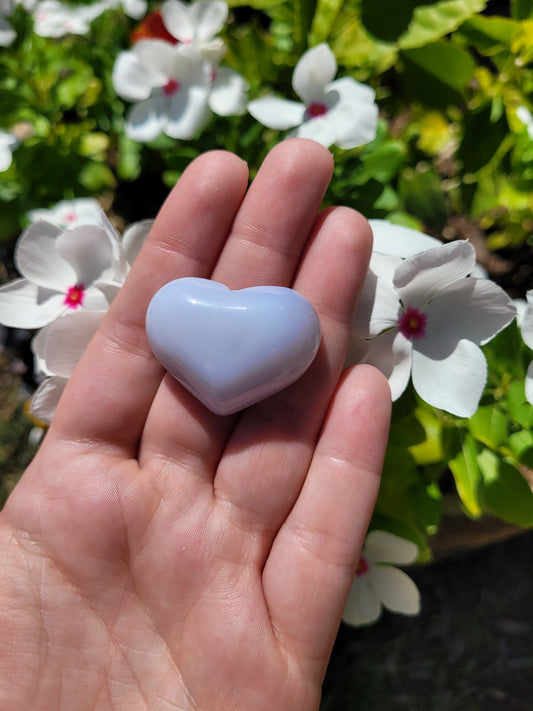 Blue Chalcedony Heart Carving